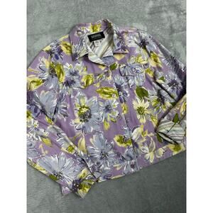 Rough Rider by Circle T Purple Watercolor Floral Trucker Jacket Large Western